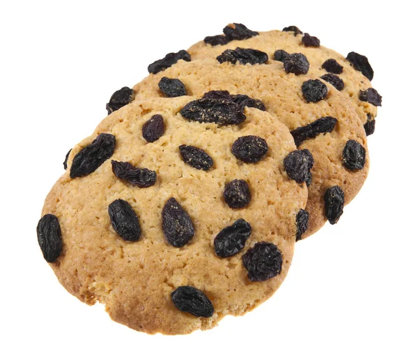 Beyaz arka plan üzerinde izole üzümlü bisküviler — Stok fotoğraf