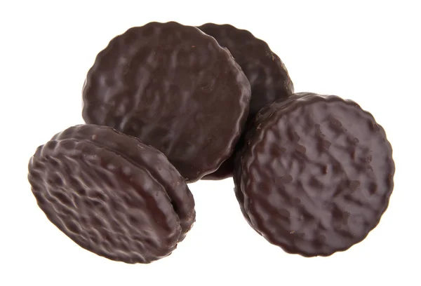 Galletas en chocolate aisladas sobre fondo blanco — Foto de Stock