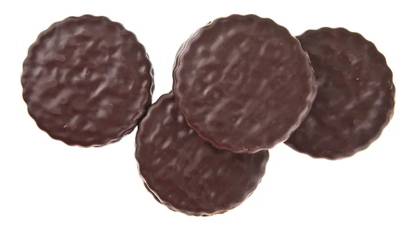 Kekse in Schokolade isoliert auf weißem Hintergrund — Stockfoto