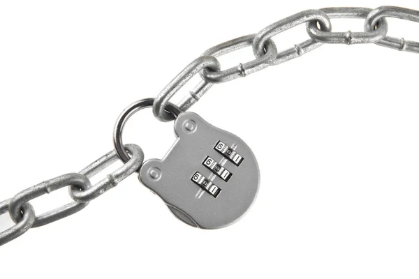 Kovový řetízek a lock izolovaných na bílém pozadí closeup Stock Snímky