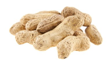 beyaz arkaplanda izole edilmiş yerfıstıkları