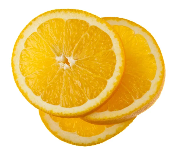 Fatias de laranja isoladas no fundo branco — Fotografia de Stock