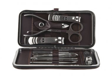 Manikür izole üzerinde beyaz arka plan ayarlamak