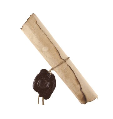 Beyaz arka plan üzerinde izole seal sızdırmazlık ile eski kağıt