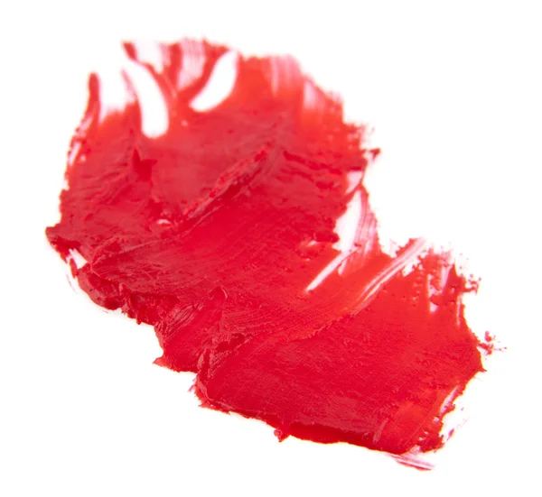 Manchas vermelhas de batom isolado no fundo branco — Fotografia de Stock