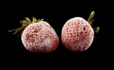 siyah bir zemin üzerine Dondurulmuş çilek