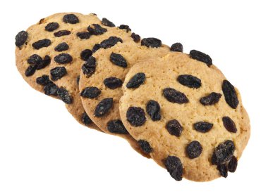 Beyaz arka plan üzerinde izole üzümlü bisküviler