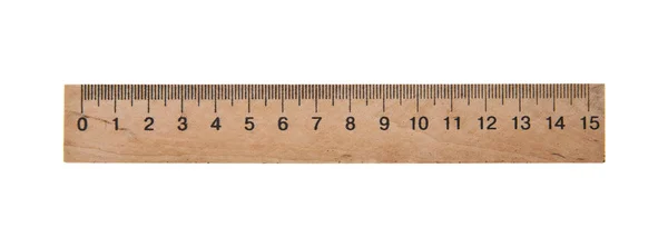 Wooden ruler isolated on white background — Stock Photo, Image