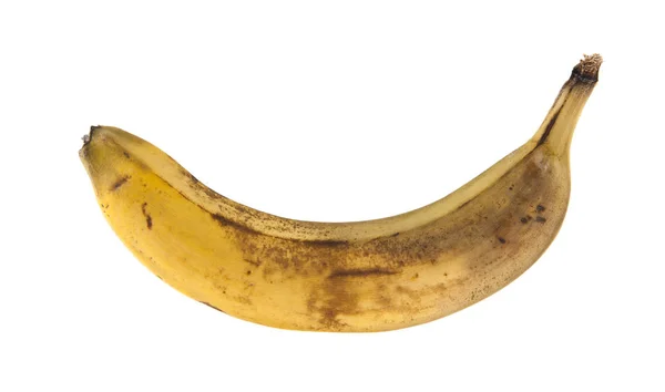 Old and ripe banana isolated on white background — Stock Photo, Image