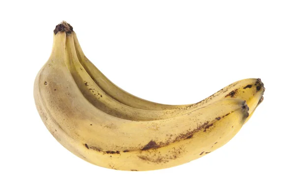Trzech dojrzałych bananów na białym tle — Zdjęcie stockowe