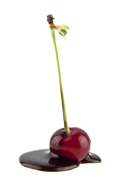 Cherry, csokoládé, elszigetelt fehér background — Stock Fotó