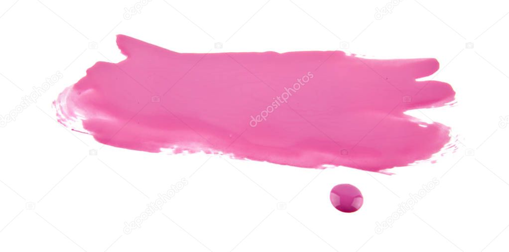pink spot of spilled nail polish isolated on white background