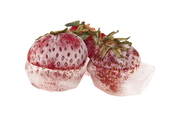 Frozen strawberries isolated on white background — Stock Photo, Image