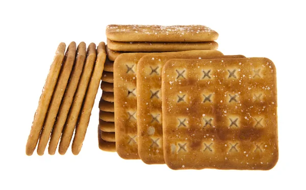 Biscoitos quadrados com açúcar isolado no fundo branco — Fotografia de Stock