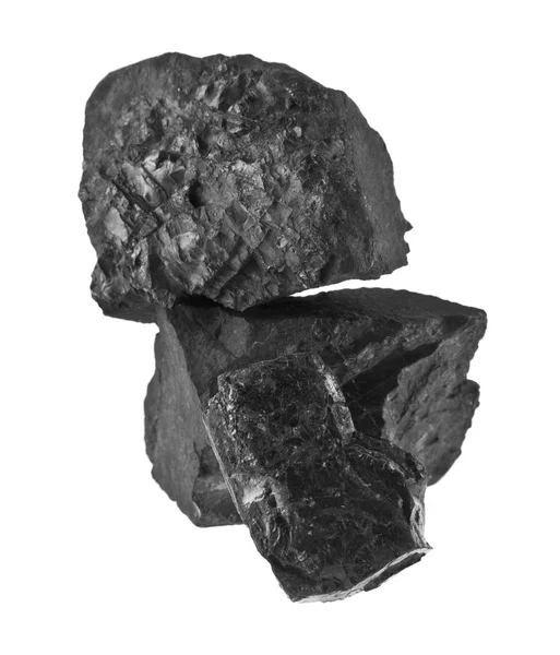 Carbón negro aislado sobre fondo blanco — Foto de Stock