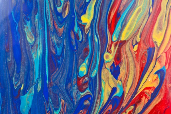 Red-yellow-blue abstract multicolor liquid background, painting, — Stock Photo, Image