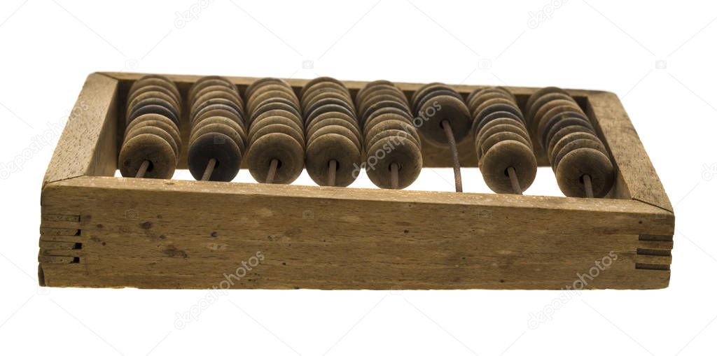 Old wooden abacus isolated on white background