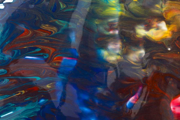 Sfondo liquido multicolore astratto rosso-giallo-blu, pittura , — Foto Stock