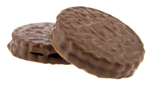 Μπισκότα σοκολάτας που απομονώνονται σε λευκό φόντο. — Φωτογραφία Αρχείου