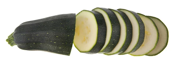 Sliced zucchini isolated on a white background. View from above. — Stock Photo, Image