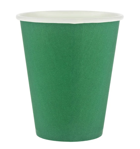 Zelený papírový šálek izolované na bílém pozadí. — Stock fotografie