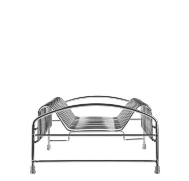 Metal standı, beyaz arka planda izole edilmiş bulaşık kurutma makinesi..