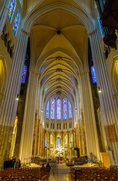 Belső Chartres Cathedral, Franciaország — Stock Fotó