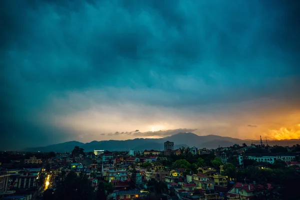 Thunderstorm over Patan at sunset Royalty Free Stock Photos
