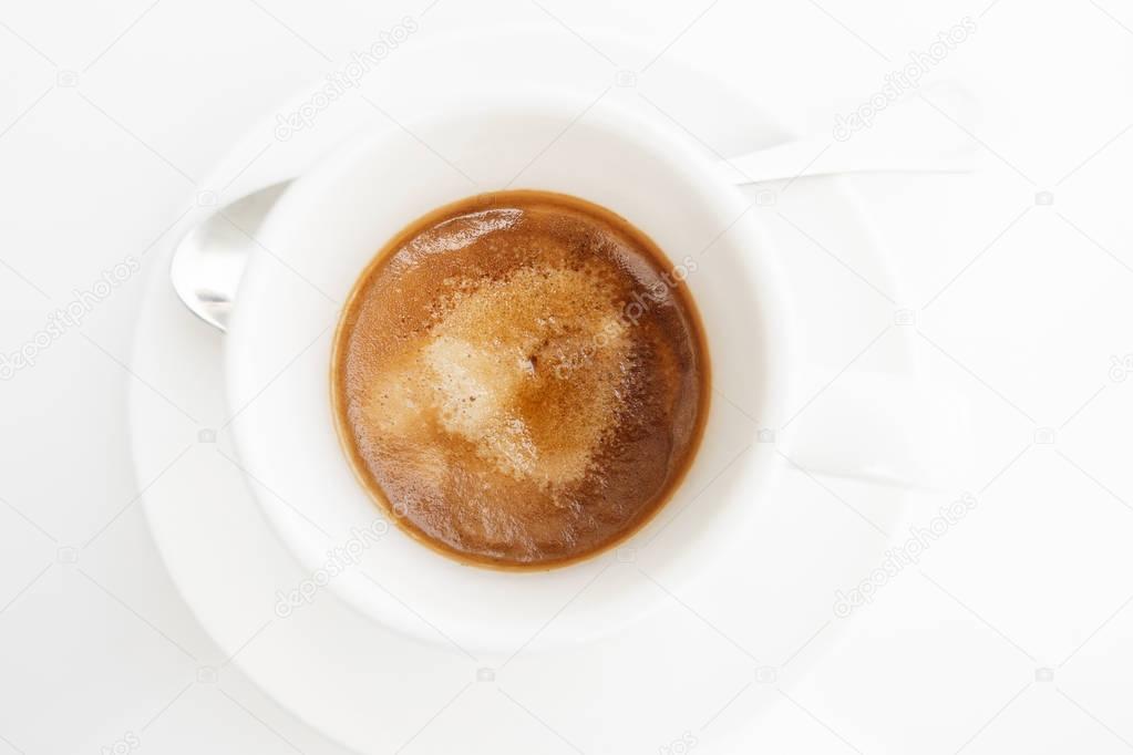 Top view of espresso coffee