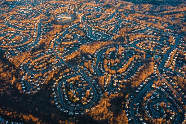 Vista aérea del barrio suburbano en los Estados Unidos —  Fotos de Stock