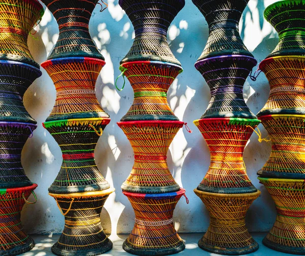 Colourful wicker stools in Nepal — Stock Photo, Image