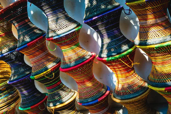 Colourful wicker stools in Nepal — Stock Photo, Image