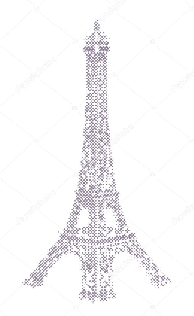  Eiffel Tower halftone illustration