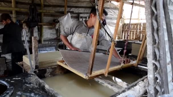 Fabrication de papier lokta à Katmandou, Népal — Video