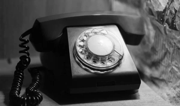 Telefone Antigo Fixo Fundo Vintage Telefone Disco Velho Com Marca — Fotografia de Stock