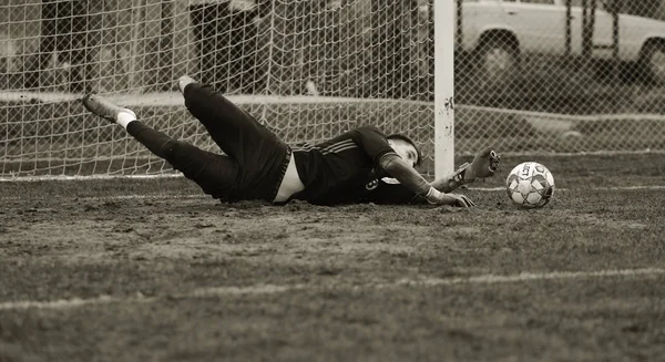 Odessa Ukraine Ungefähr 2019 Ein Torwart Einer Lokalen Fußballmannschaft Rettet — Stockfoto