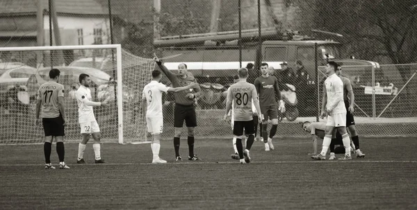 Odessa Ukraine Circa 2019 Futebolistas Time Futebol Local Durante Jogo — Fotografia de Stock