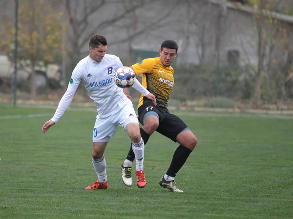 Odessa Ukraina Circa 2019 Fotbollsspelare Lokala Fotbollslag Matchen Regionala Derby — Stockfoto
