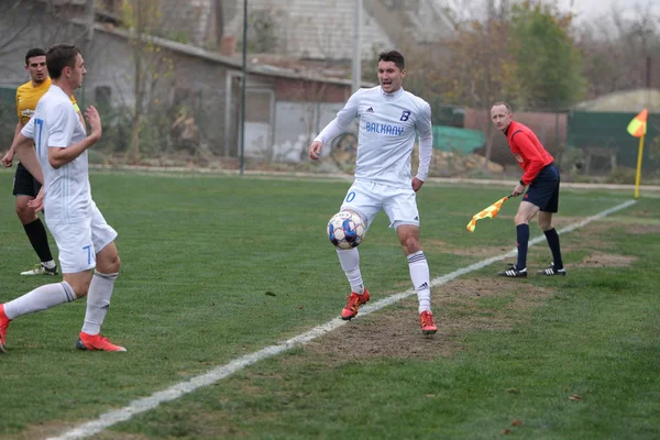 Odessa Ukraine Circa 2019 Pemain Sepak Bola Lokal Selama Pertandingan — Stok Foto