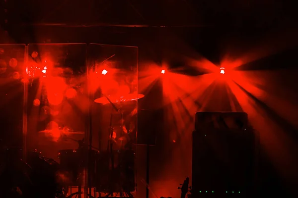 Concert Théâtral Scénique Rock Rayons Projecteurs Lumière Fond Abstrait Concert — Photo