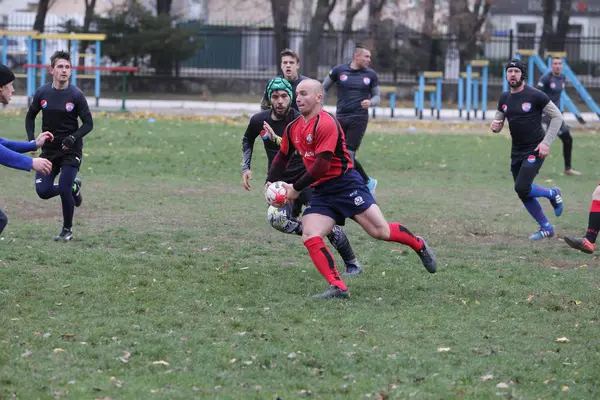 Odessa Ukraina Listopada 2019 Lokalne Kluby Rugby Zaangażowane Zaciekłą Walkę — Zdjęcie stockowe