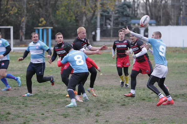 Odessa Ucrânia Novembro 2019 Clubes Locais Rugby Envolvidos Uma Luta — Fotografia de Stock