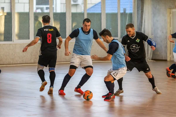 Odessa Ukrajna December 2019 Ismeretlen Helyi Csapatjátékosok Játszanak Futsal — Stock Fotó