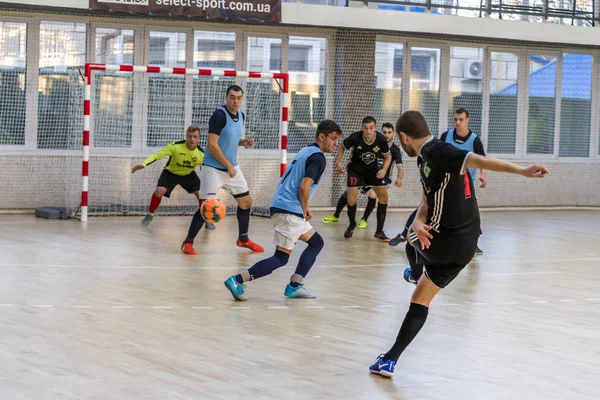 Odessa Ukrayna Aralık 2019 Tanımlanamayan Yerel Takım Oyuncuları Futsal Oynuyor — Stok fotoğraf