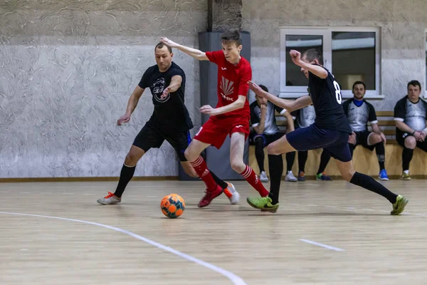 Odessa Ukraina Cirka Styczeń 2020 Niezidentyfikowani Lokalni Zawodnicy Grający Futsal — Zdjęcie stockowe