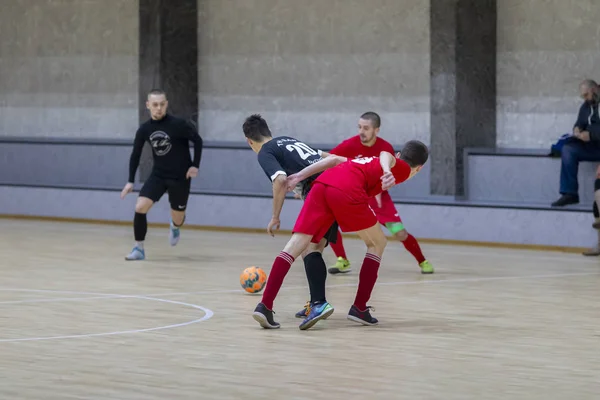 Odessa Ukraina Cirka Januari 2020 Oidentifierade Lokala Lagspelare Spelar Futsal — Stockfoto