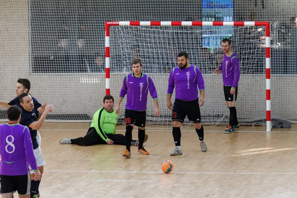 Odessa Ukrajna Cirka Január 2020 Ismeretlen Helyi Csapatjátékosok Játszanak Futsal — Stock Fotó