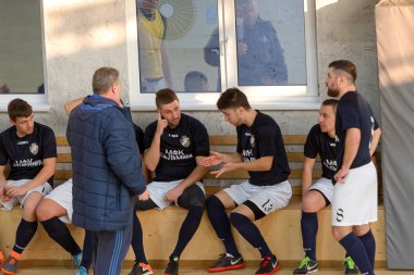 Odessa, Ukrayna - Ocak 2020: Kimliği belirsiz yerel takım oyuncuları futsal oynuyor