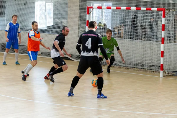 Odessa Ukrajna Cirka Január 2020 Ismeretlen Helyi Csapatjátékosok Játszanak Futsal — Stock Fotó