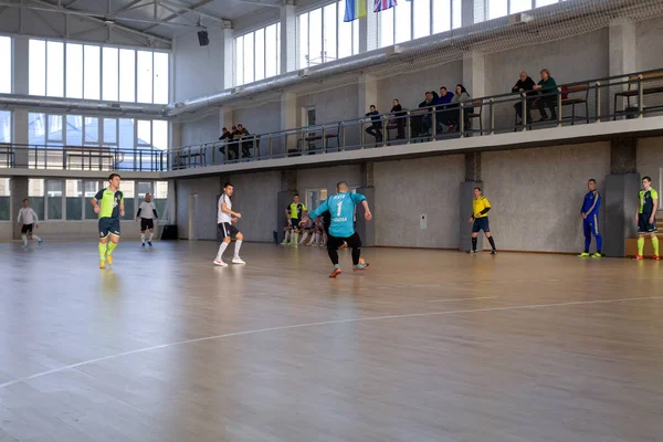 Odessa Ukraina Cirka Januari 2020 Oidentifierade Lokala Lagspelare Spelar Futsal — Stockfoto